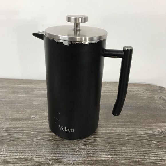 Veken French Press Coffee & Tea Maker, 304 Stainless Steel Black - Picture 1 of 13